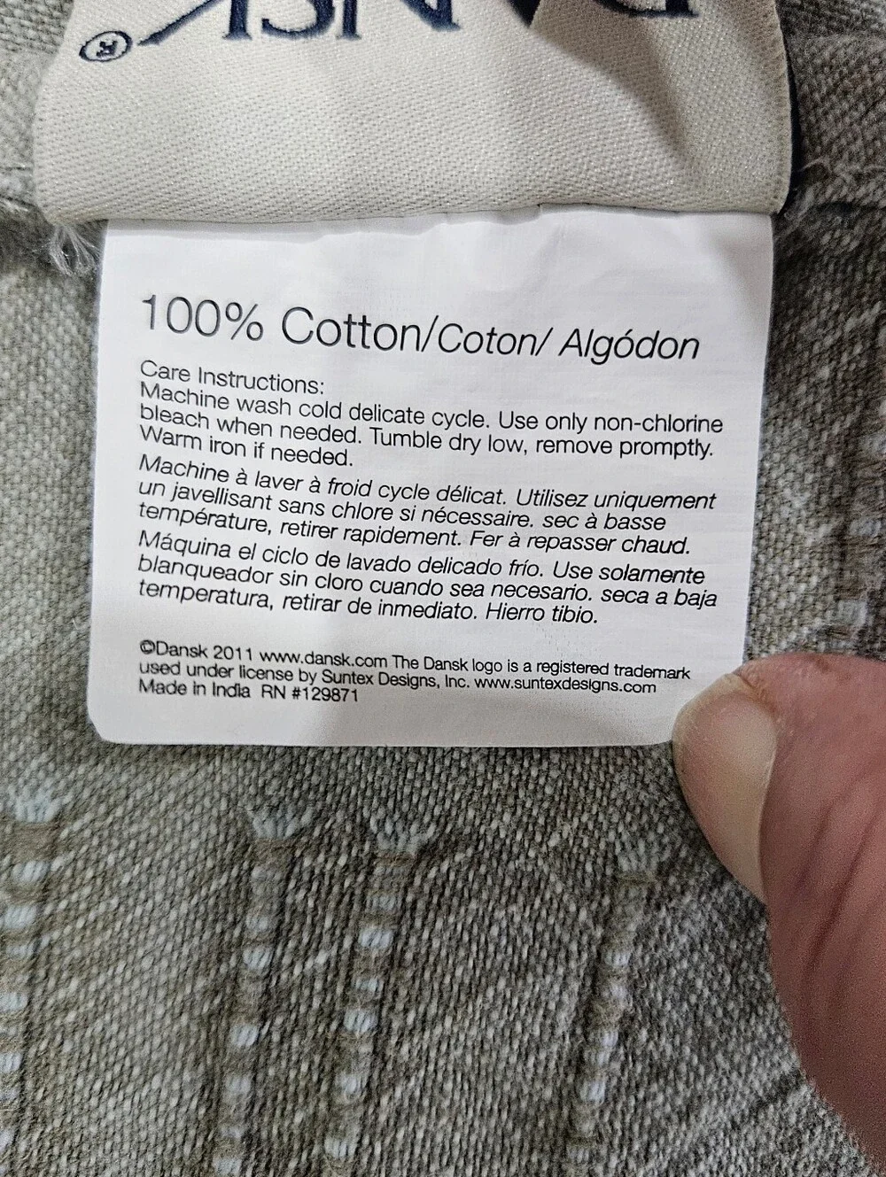 Dansk Matera Sage Grey Stone Thick Cotton Tablecloth Textured Muted MCM 56x92